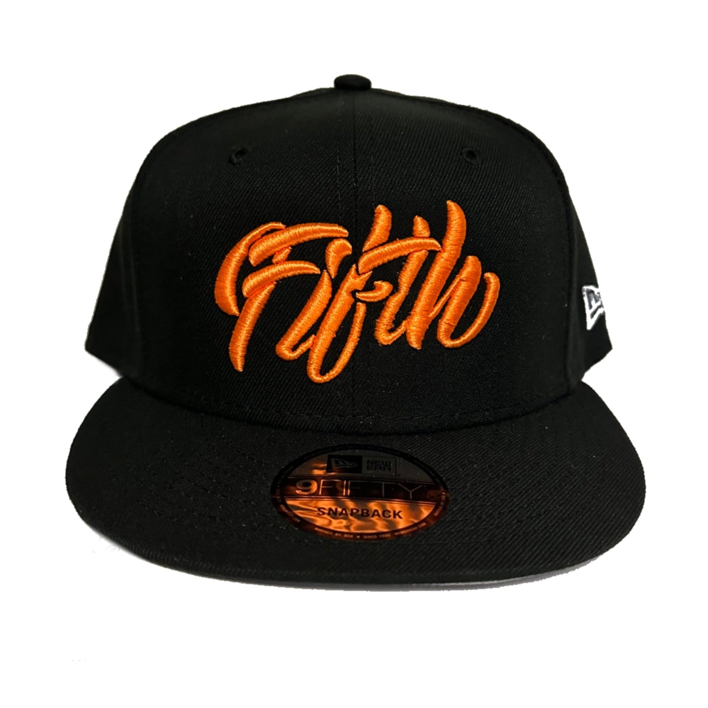 Fifth Cursive Snap Black with Orange