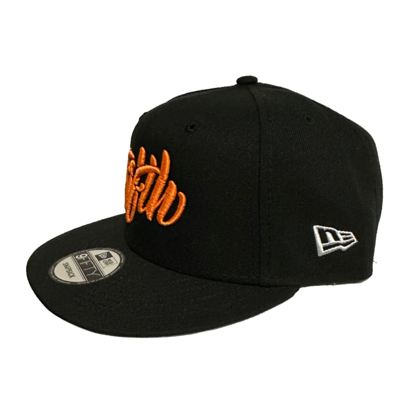 Fifth Cursive Snap Black with Orange